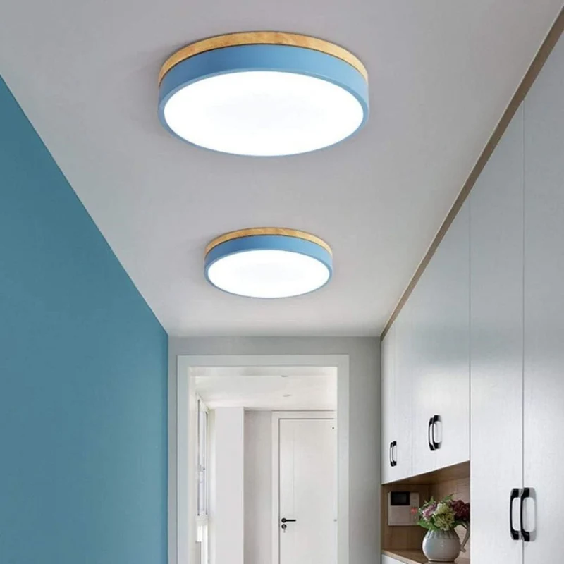 Ronde Houten Plafondlamp met LED Verlichting 30-50cm Dimbaar Warm Wit Licht voor Woonkamer Slaapkamer Eetkamer | Sansoti