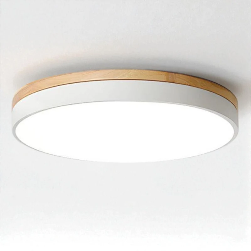 Ronde Houten Plafondlamp met LED Verlichting 30-50cm Dimbaar Warm Wit Licht voor Woonkamer Slaapkamer Eetkamer | Sansoti