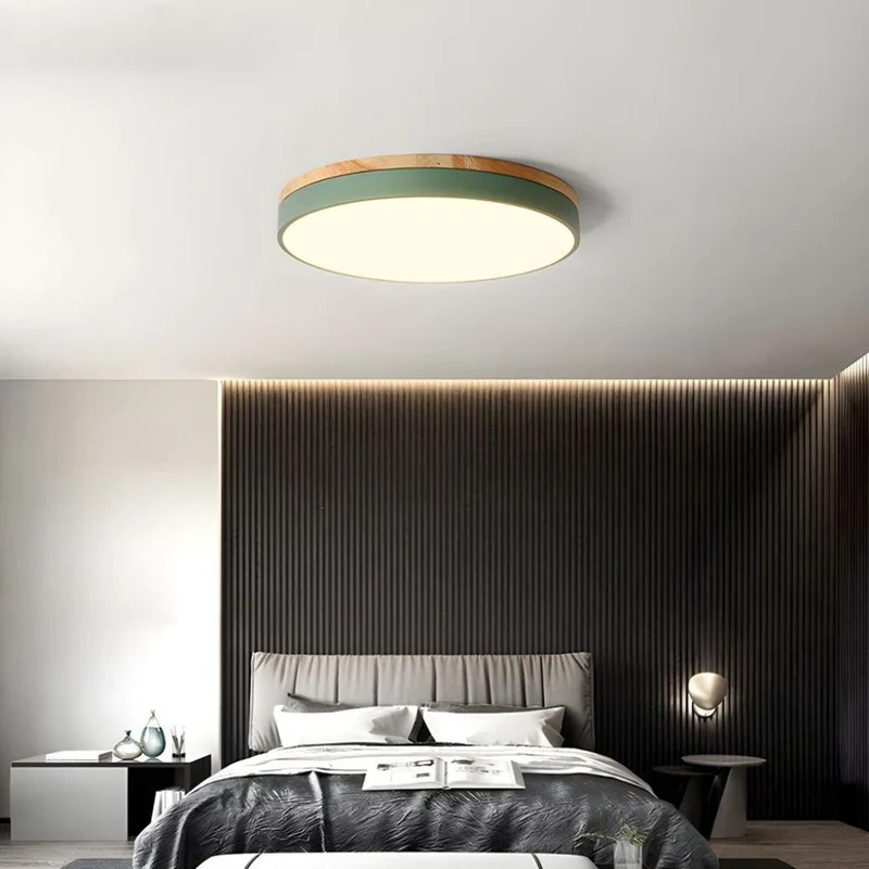 Ronde Houten Plafondlamp met LED Verlichting 30-50cm Dimbaar Warm Wit Licht voor Woonkamer Slaapkamer Eetkamer | Sansoti