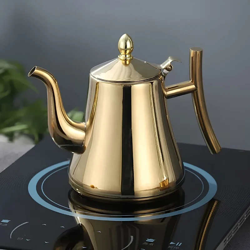 Roestvrijstalen Waterketel met Geïntegreerd Filter 1L 1.5L Inductie Geschikt voor Thee en Koffie Zilver Goud | Sansoti
