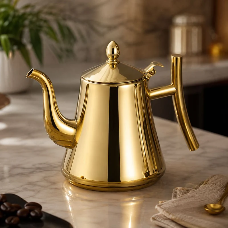 Roestvrijstalen Waterketel met Geïntegreerd Filter 1L 1.5L Inductie Geschikt voor Thee en Koffie Zilver Goud | Sansoti