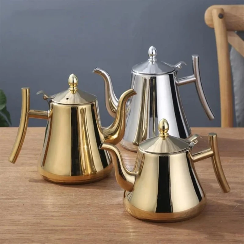 Roestvrijstalen Waterketel met Geïntegreerd Filter 1L 1.5L Inductie Geschikt voor Thee en Koffie Zilver Goud | Sansoti