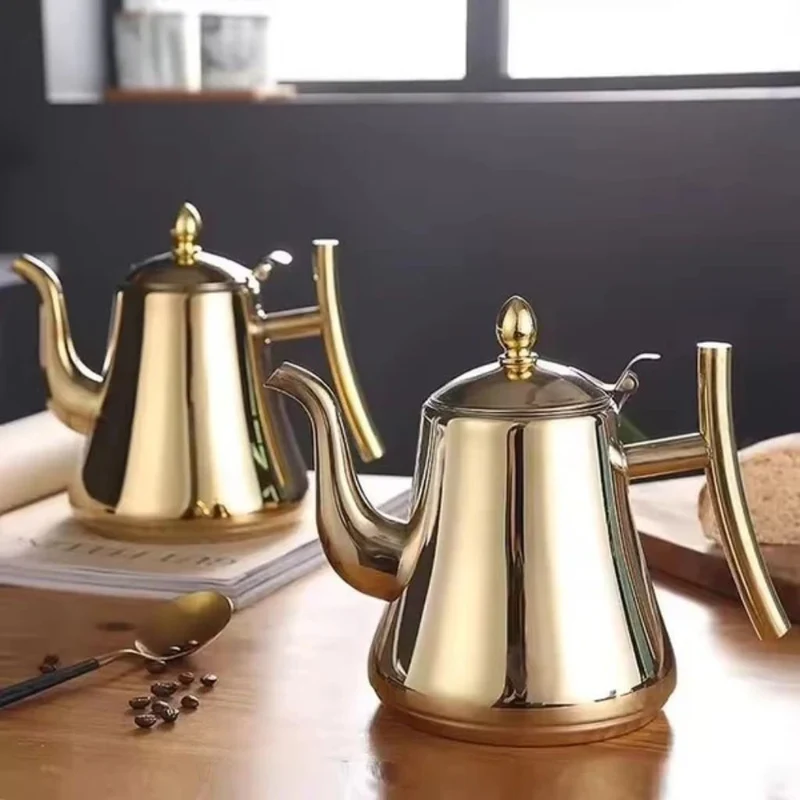 Roestvrijstalen Waterketel met Geïntegreerd Filter 1L 1.5L Inductie Geschikt voor Thee en Koffie Zilver Goud | Sansoti