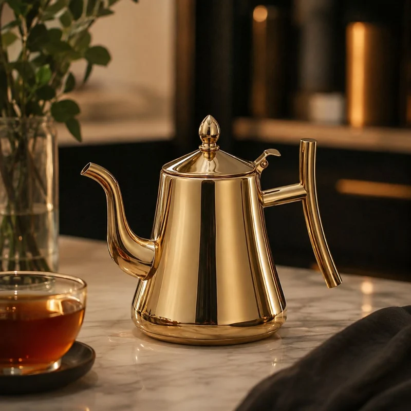 Roestvrijstalen Waterketel met Geïntegreerd Filter 1L 1.5L Inductie Geschikt voor Thee en Koffie Zilver Goud | Sansoti