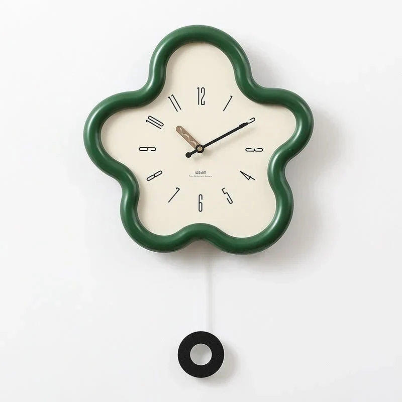 Wandklok met 3D Bloemmotief en Stille Slingerbeweging 39x39cm Decoratief Design voor Woonkamer Slaapkamer | Sansoti