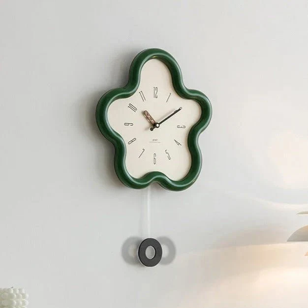 Wandklok met 3D Bloemmotief en Stille Slingerbeweging 39x39cm Decoratief Design voor Woonkamer Slaapkamer | Sansoti