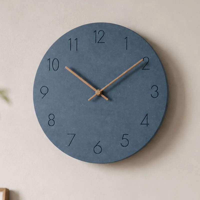 Houten Wandklok Stil Uurwerk Scandinavisch Design 29cm Rond Minimalistisch Woonkamer Slaapkamer Kantoor | Sansoti