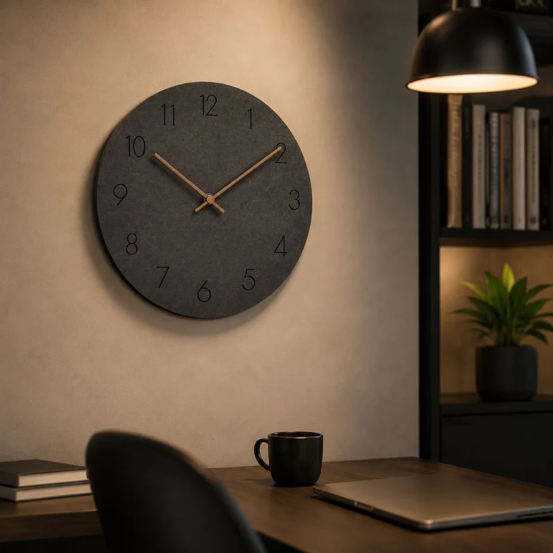 Houten Wandklok Stil Uurwerk Scandinavisch Design 29cm Rond Minimalistisch Woonkamer Slaapkamer Kantoor | Sansoti
