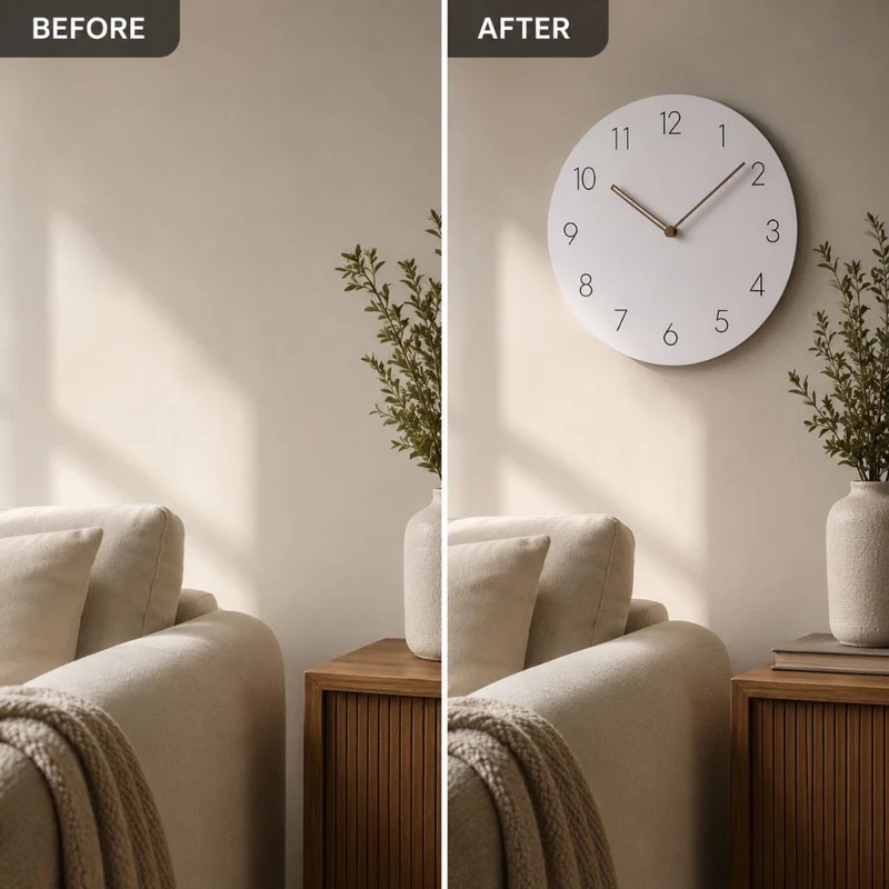 Houten Wandklok Stil Uurwerk Scandinavisch Design 29cm Rond Minimalistisch Woonkamer Slaapkamer Kantoor | Sansoti