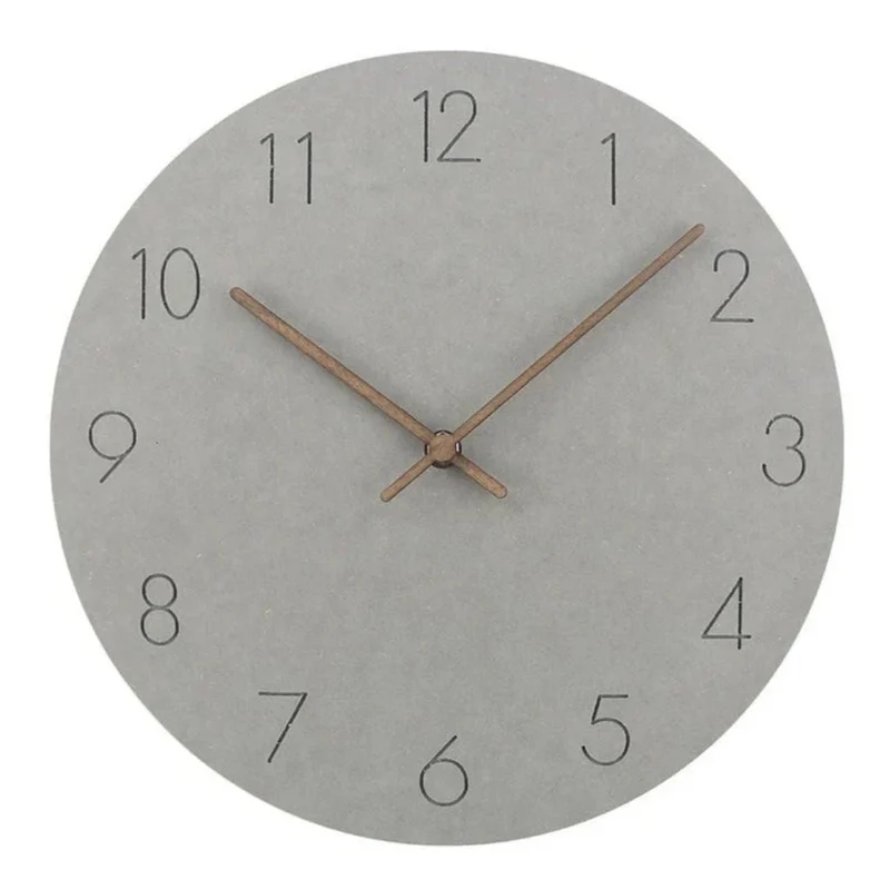 Houten Wandklok Stil Uurwerk Scandinavisch Design 29cm Rond Minimalistisch Woonkamer Slaapkamer Kantoor | Sansoti