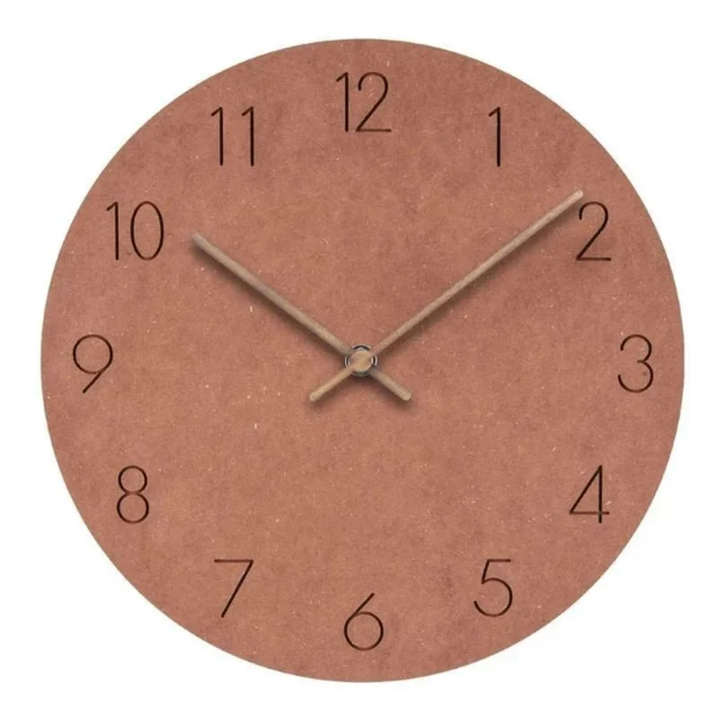 Houten Wandklok Stil Uurwerk Scandinavisch Design 29cm Rond Minimalistisch Woonkamer Slaapkamer Kantoor | Sansoti