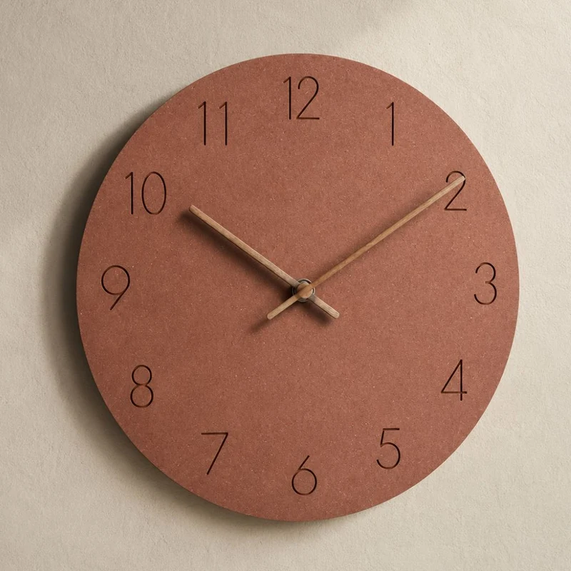 Houten Wandklok Stil Uurwerk Scandinavisch Design 29cm Rond Minimalistisch Woonkamer Slaapkamer Kantoor | Sansoti