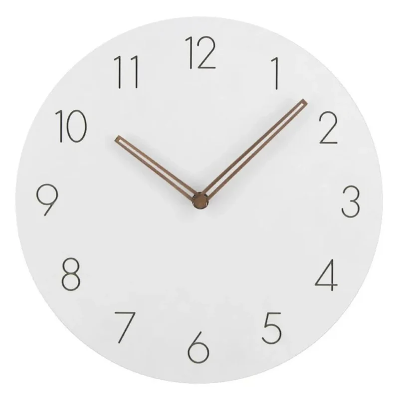 Houten Wandklok Stil Uurwerk Scandinavisch Design 29cm Rond Minimalistisch Woonkamer Slaapkamer Kantoor | Sansoti