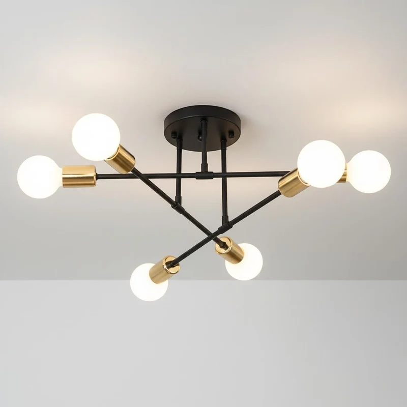 Plafondlamp Starburst IJzeren Armen E27 Nordic Mid-Century Design Moderne Verlichting voor Woonkamer Eetkamer | Sansoti