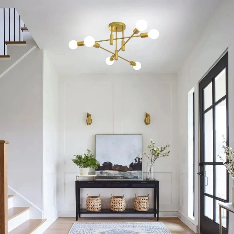 Plafondlamp Starburst IJzeren Armen E27 Nordic Mid-Century Design Moderne Verlichting voor Woonkamer Eetkamer | Sansoti
