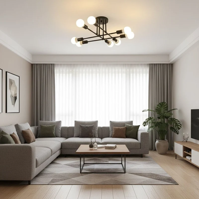 Plafondlamp Starburst IJzeren Armen E27 Nordic Mid-Century Design Moderne Verlichting voor Woonkamer Eetkamer | Sansoti