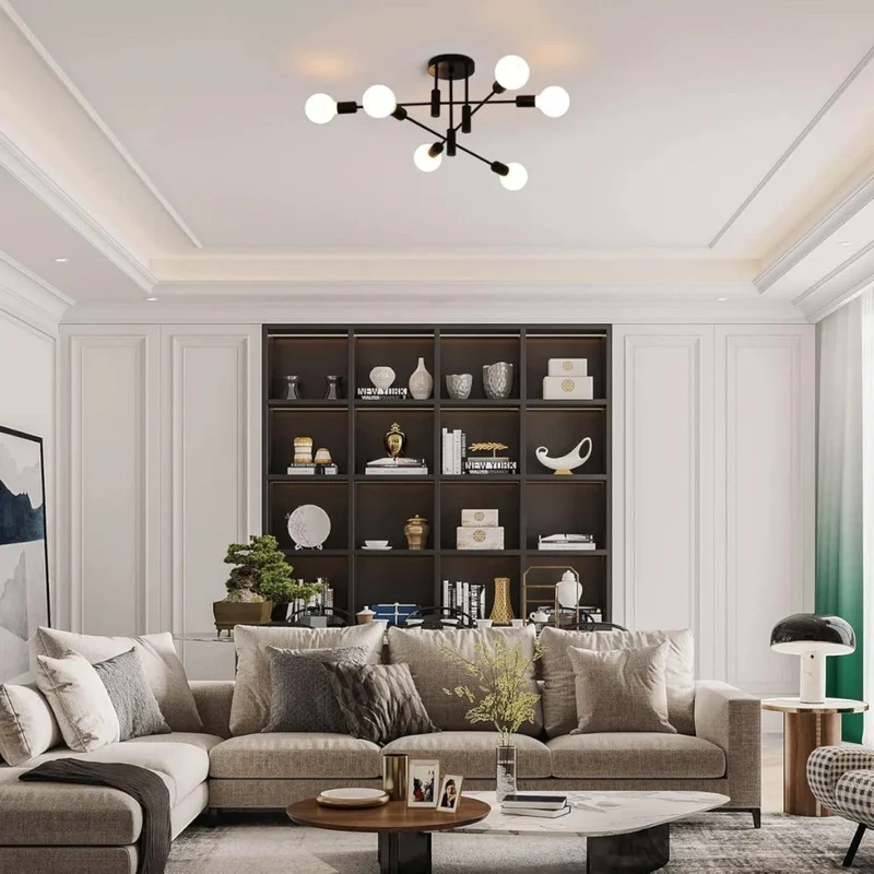 Plafondlamp Starburst IJzeren Armen E27 Nordic Mid-Century Design Moderne Verlichting voor Woonkamer Eetkamer | Sansoti