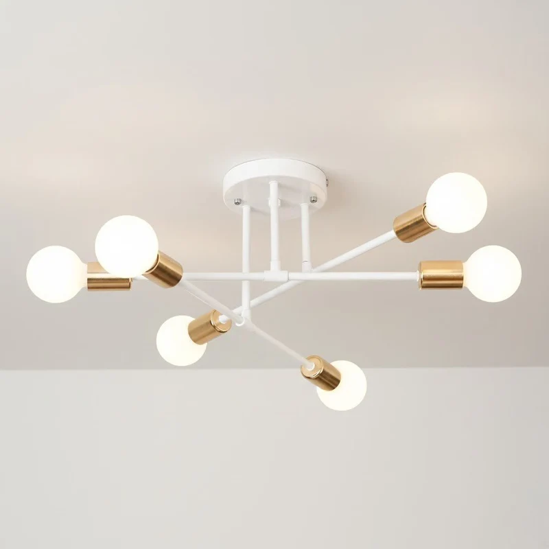 Plafondlamp Starburst IJzeren Armen E27 Nordic Mid-Century Design Moderne Verlichting voor Woonkamer Eetkamer | Sansoti