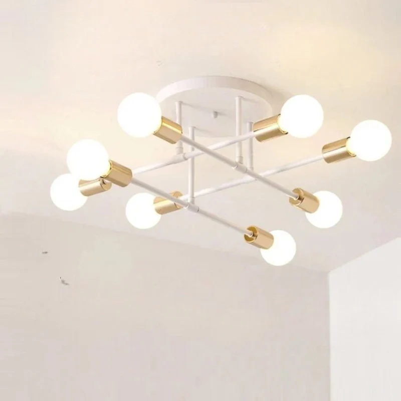 Plafondlamp Starburst IJzeren Armen E27 Nordic Mid-Century Design Moderne Verlichting voor Woonkamer Eetkamer | Sansoti
