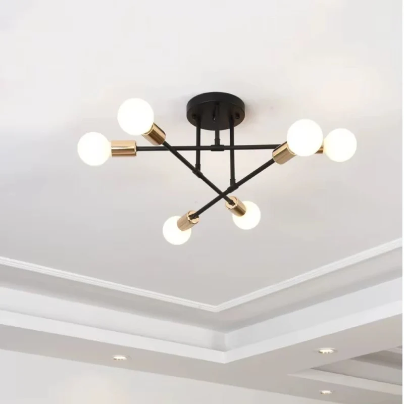 Plafondlamp Starburst IJzeren Armen E27 Nordic Mid-Century Design Moderne Verlichting voor Woonkamer Eetkamer | Sansoti