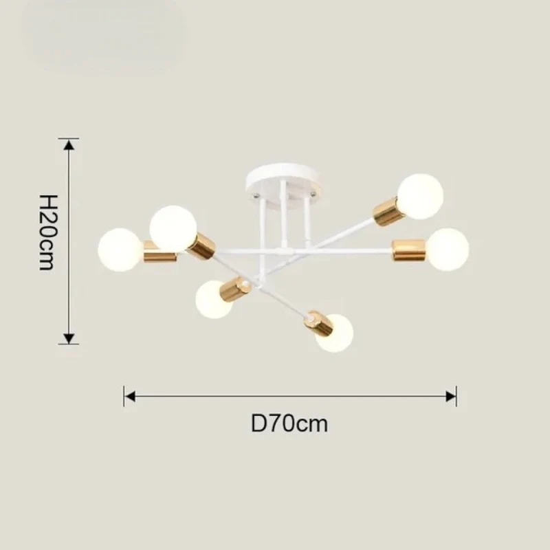 Plafondlamp Starburst IJzeren Armen E27 Nordic Mid-Century Design Moderne Verlichting voor Woonkamer Eetkamer | Sansoti