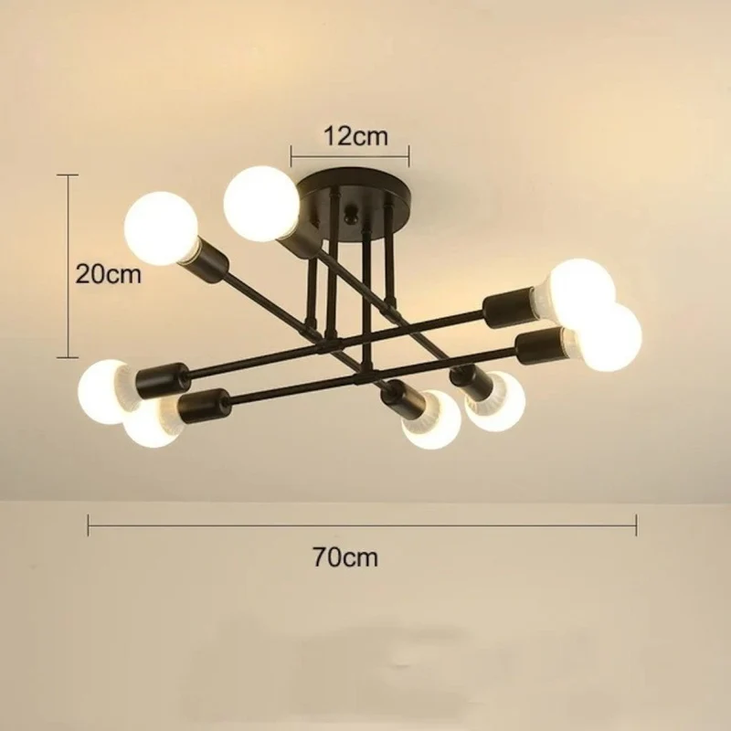 Plafondlamp Starburst IJzeren Armen E27 Nordic Mid-Century Design Moderne Verlichting voor Woonkamer Eetkamer | Sansoti