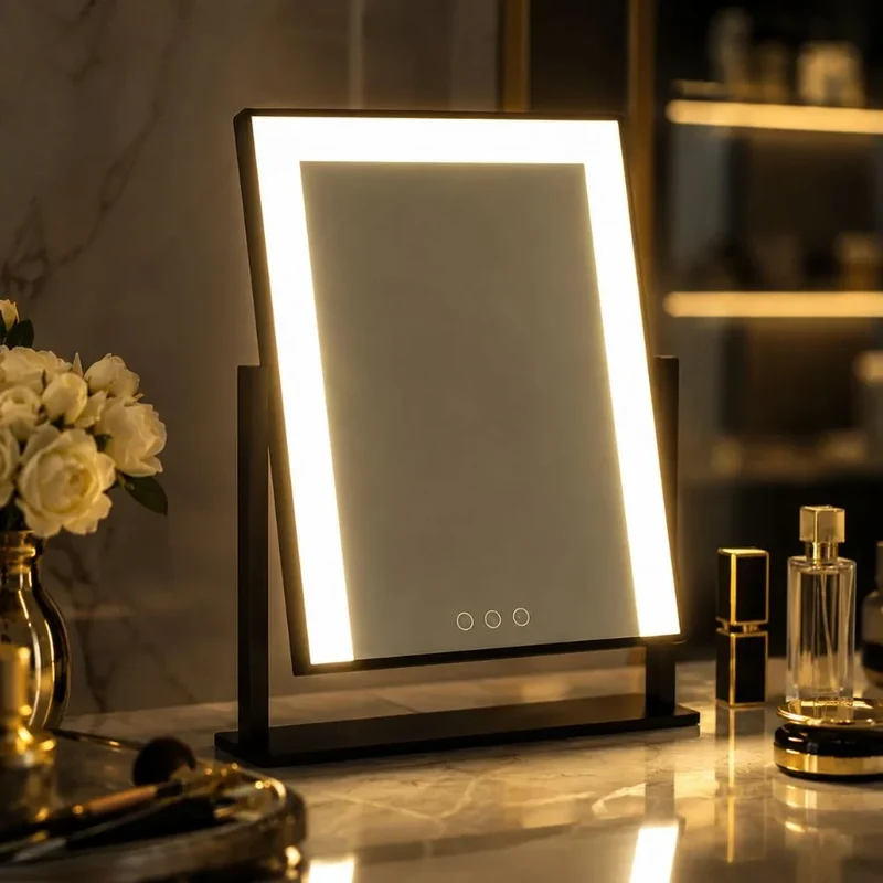 Verlichte Make-up Spiegel 15x Vergroting LED Touch Dimbaar 360° Draaibaar Cosmetica Tafelspiegel Badkamer | Sansoti