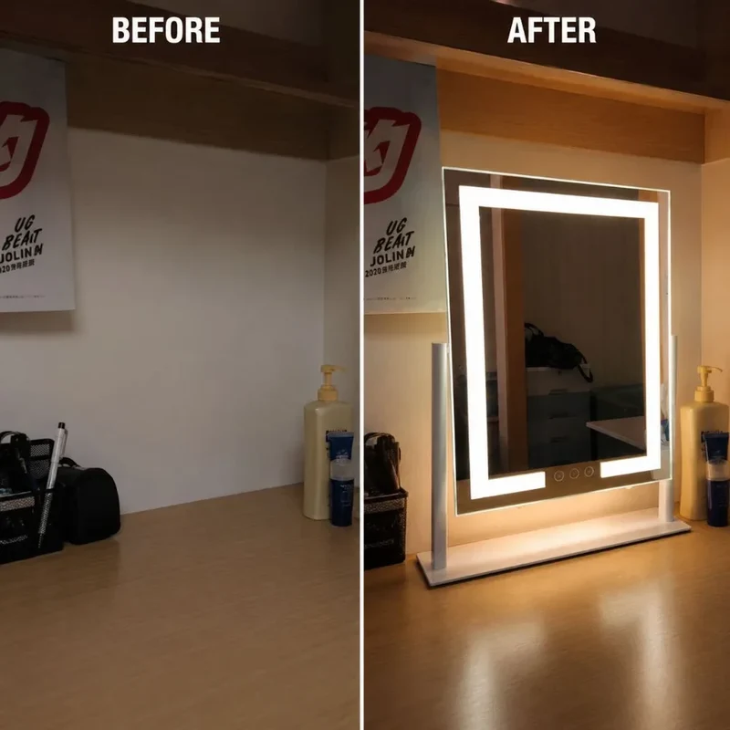 Verlichte Make-up Spiegel 15x Vergroting LED Touch Dimbaar 360° Draaibaar Cosmetica Tafelspiegel Badkamer | Sansoti