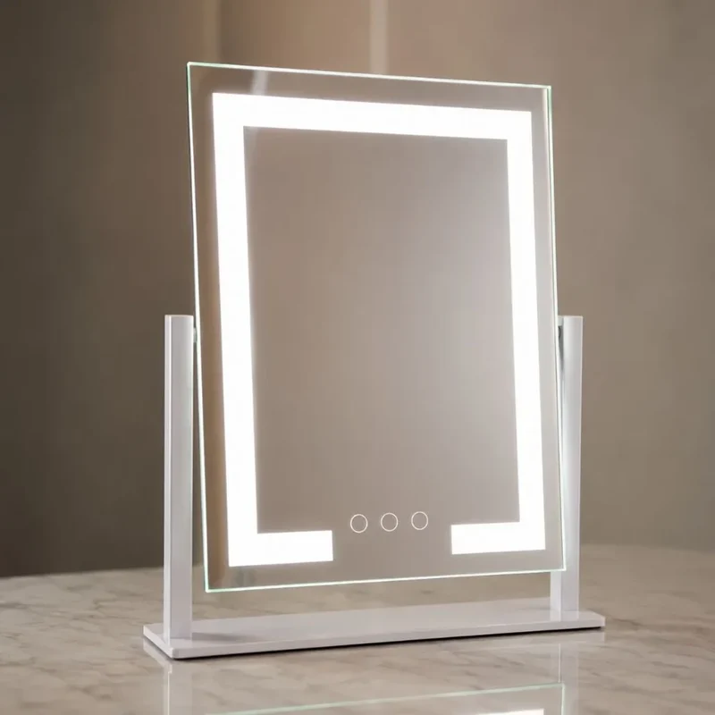 Verlichte Make-up Spiegel 15x Vergroting LED Touch Dimbaar 360° Draaibaar Cosmetica Tafelspiegel Badkamer | Sansoti
