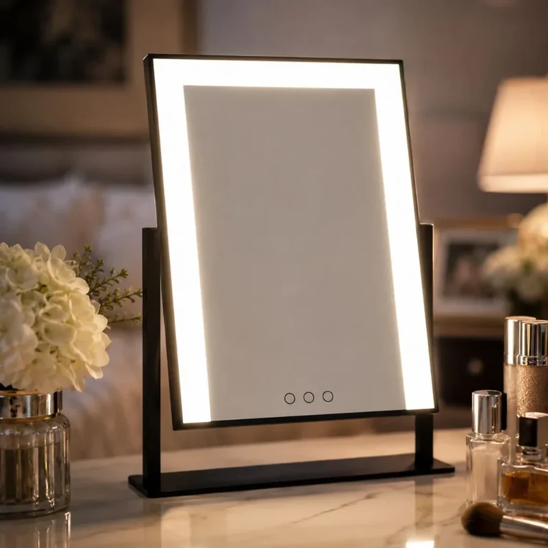 Verlichte Make-up Spiegel 15x Vergroting LED Touch Dimbaar 360° Draaibaar Cosmetica Tafelspiegel Badkamer | Sansoti