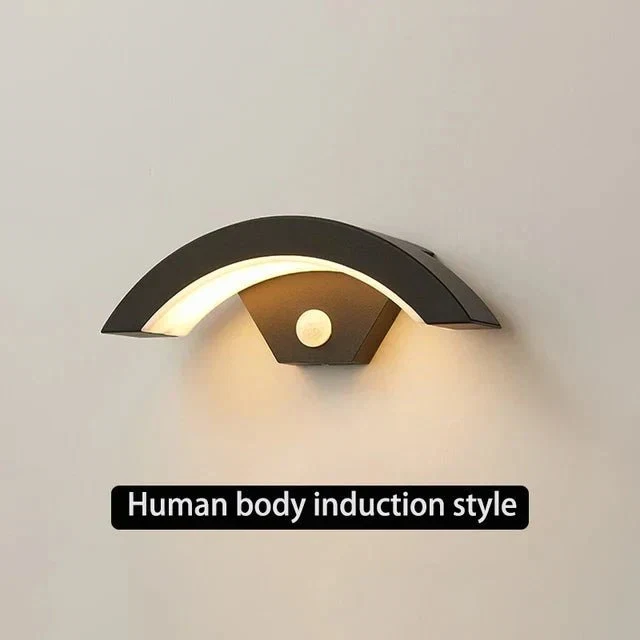 Gebogen LED Wandlamp met Bewegingssensor Buitenverlichting Aluminium Waterdicht IP65 Tuinverlichting 18W-30W | Sansoti