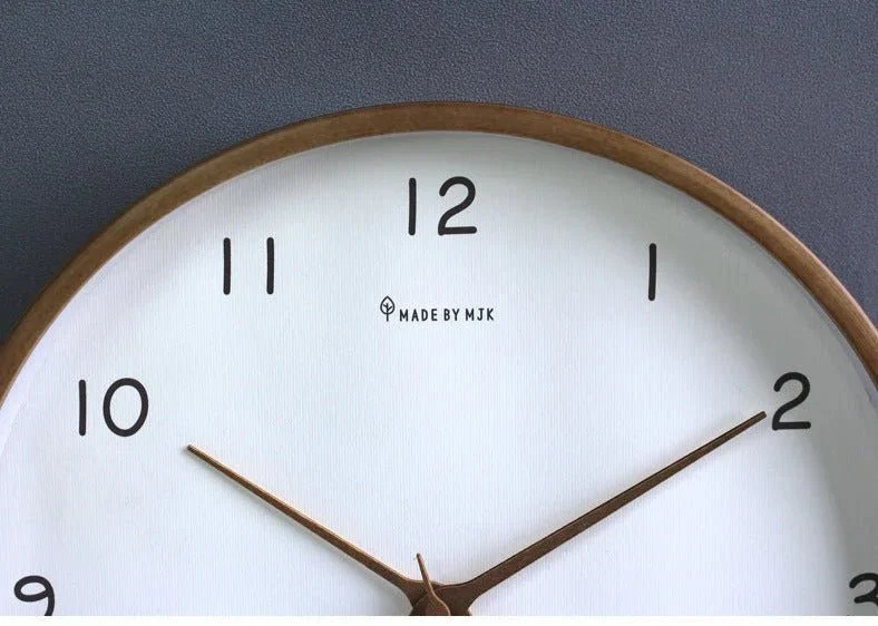 Houten Wandklok Analoog Minimalistisch Design Naturel Crème Bruin Woonkamer Keuken Kantoor Stil Uurwerk | Sansoti