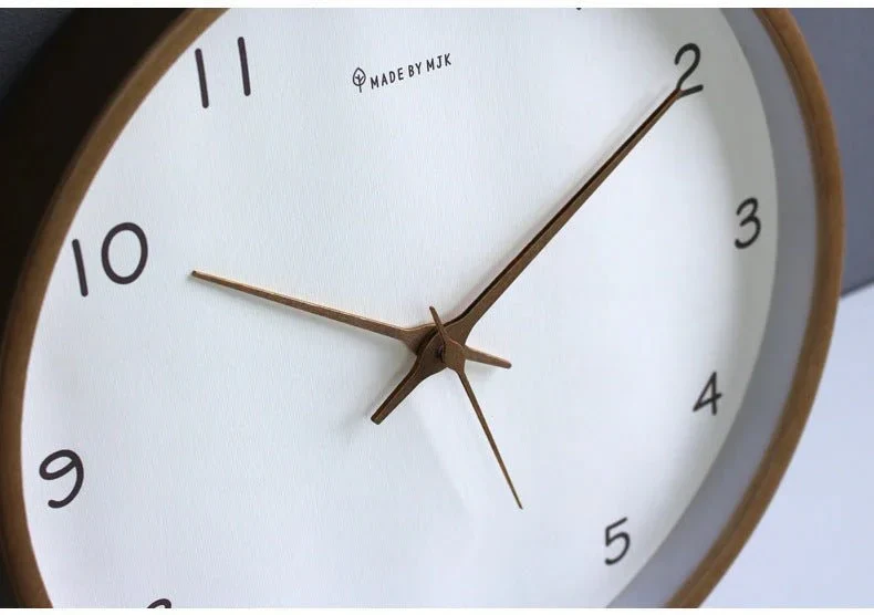 Houten Wandklok Analoog Minimalistisch Design Naturel Crème Bruin Woonkamer Keuken Kantoor Stil Uurwerk | Sansoti