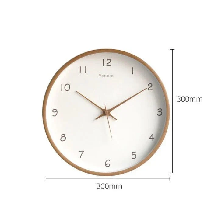 Houten Wandklok Analoog Minimalistisch Design Naturel Crème Bruin Woonkamer Keuken Kantoor Stil Uurwerk | Sansoti