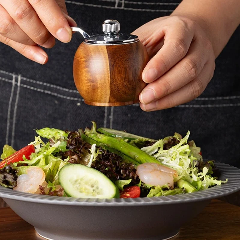 Peper- en Zoutmolen Set Hout met Bol-Maalwerk en Standaard voor Tafel Keuken Eetkamer Scandinavisch Design | Sansoti