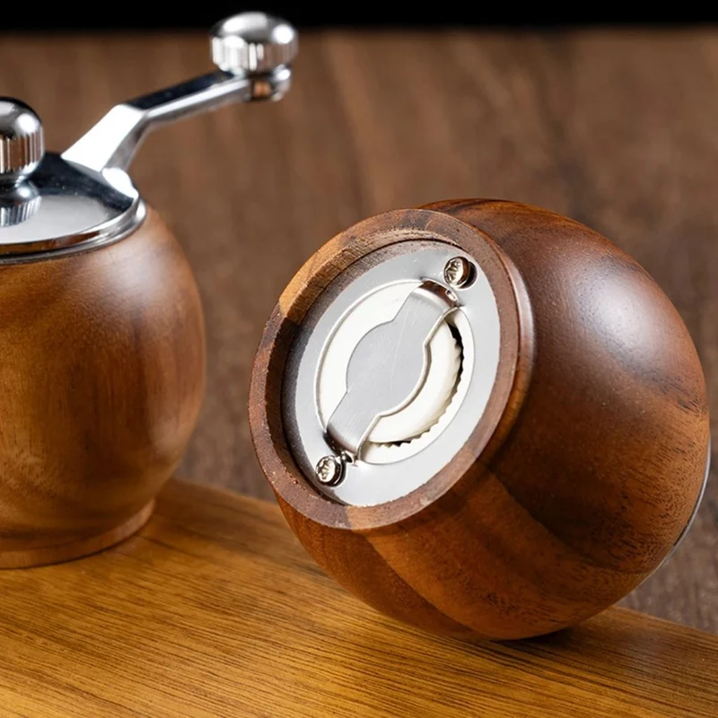 Peper- en Zoutmolen Set Hout met Bol-Maalwerk en Standaard voor Tafel Keuken Eetkamer Scandinavisch Design | Sansoti