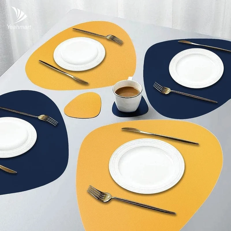 Dubbelzijdige Placemats Kunstleer Waterafstotend Antislip Set 4 of 8 Stuks Tafelbescherming Eettafel | Sansoti