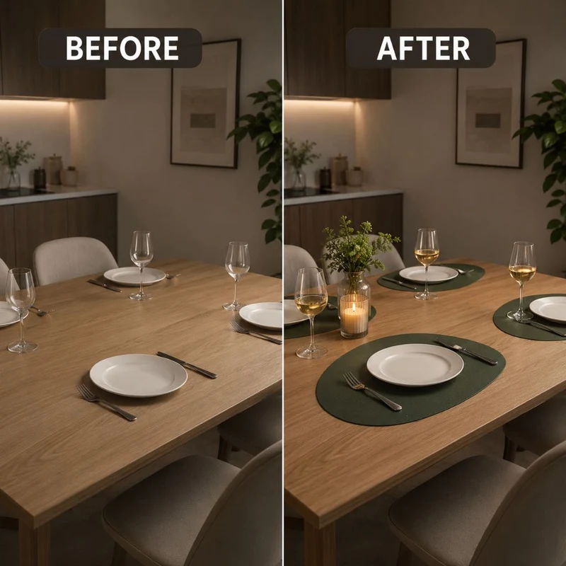 Dubbelzijdige Placemats Kunstleer Waterafstotend Antislip Set 4 of 8 Stuks Tafelbescherming Eettafel | Sansoti