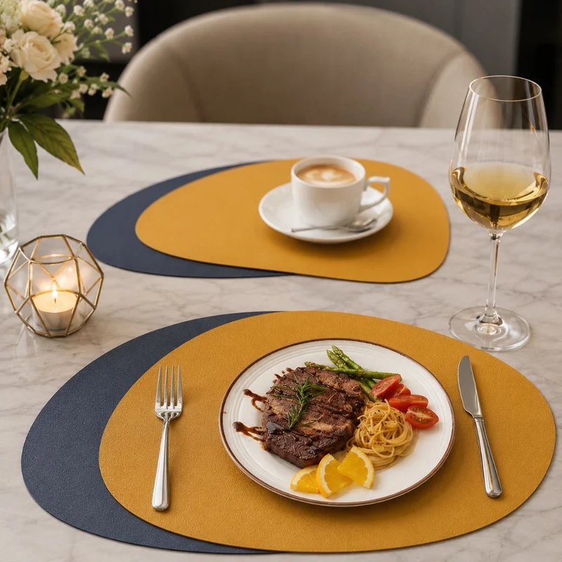 Dubbelzijdige Placemats Kunstleer Waterafstotend Antislip Set 4 of 8 Stuks Tafelbescherming Eettafel | Sansoti