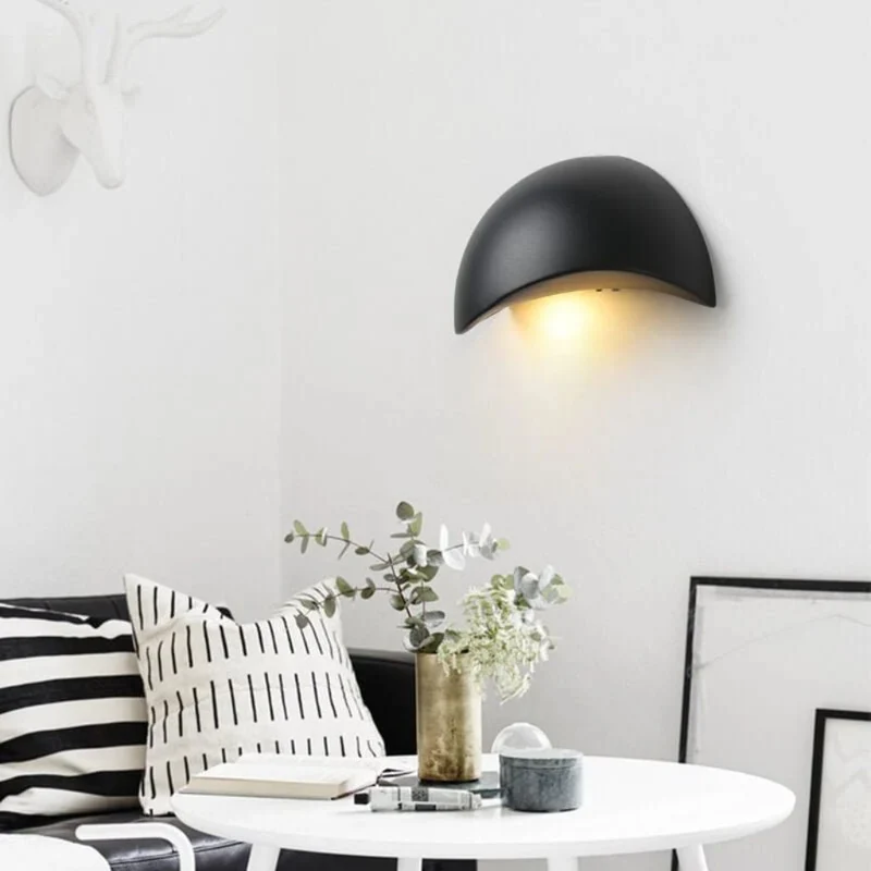 Halfronde LED Wandlamp Aluminium 20cm Warm Neutraal Wit Licht Slaapkamer Woonkamer Gang Waterdicht IP65 | Sansoti