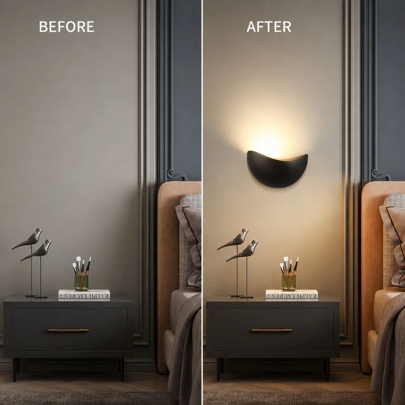 Halfronde LED Wandlamp Aluminium 20cm Warm Neutraal Wit Licht Slaapkamer Woonkamer Gang Waterdicht IP65 | Sansoti
