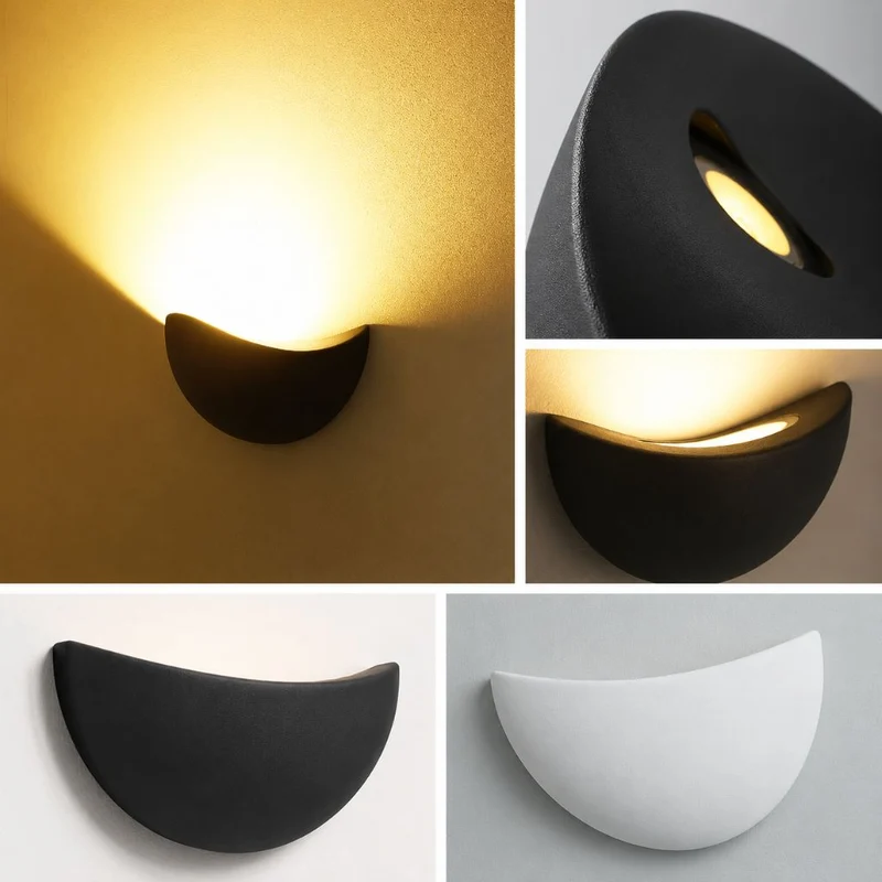 Halfronde LED Wandlamp Aluminium 20cm Warm Neutraal Wit Licht Slaapkamer Woonkamer Gang Waterdicht IP65 | Sansoti