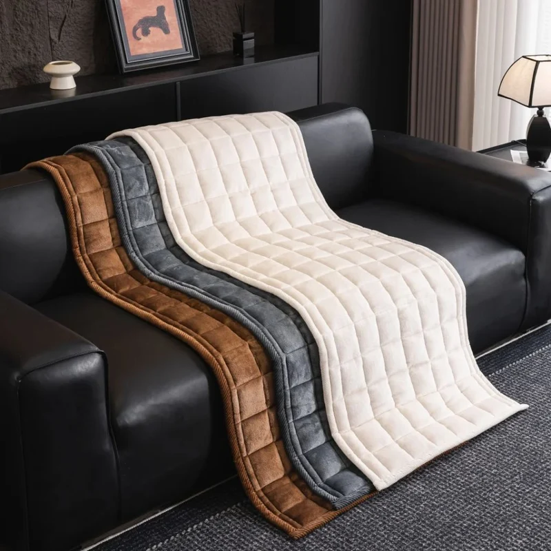Doorgestikte Bankhoes Antislip Krasbestendig Huisdieren Beschermer 70-240cm Microfiber Donkergrijs Bruin | Sansoti