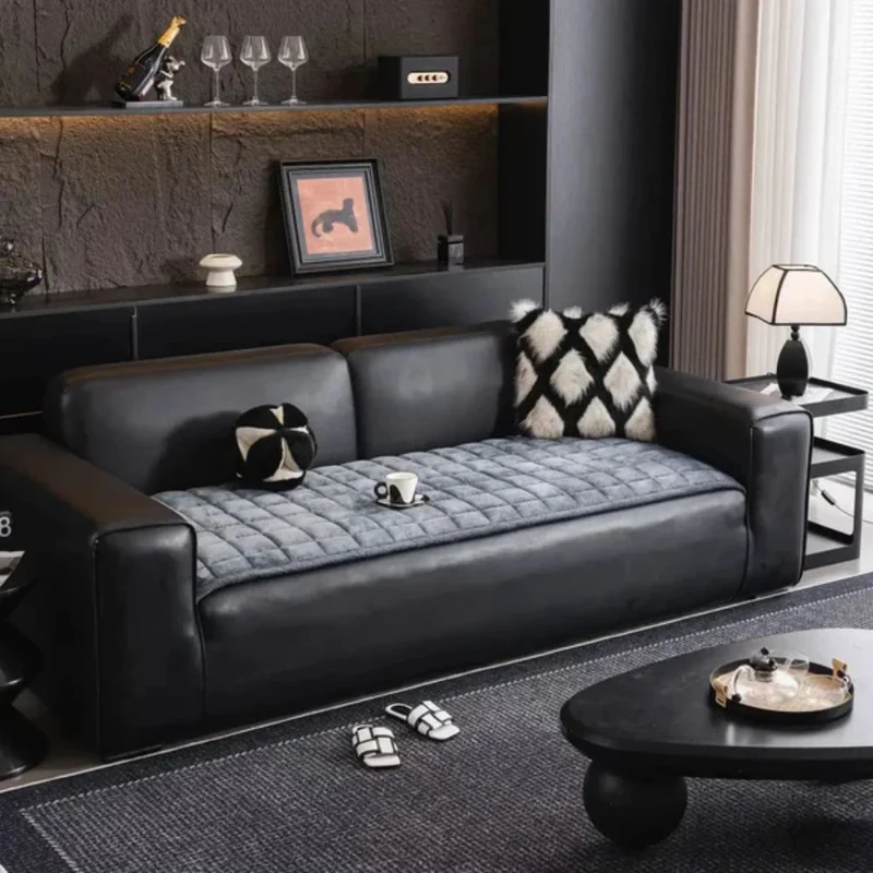 Doorgestikte Bankhoes Antislip Krasbestendig Huisdieren Beschermer 70-240cm Microfiber Donkergrijs Bruin | Sansoti