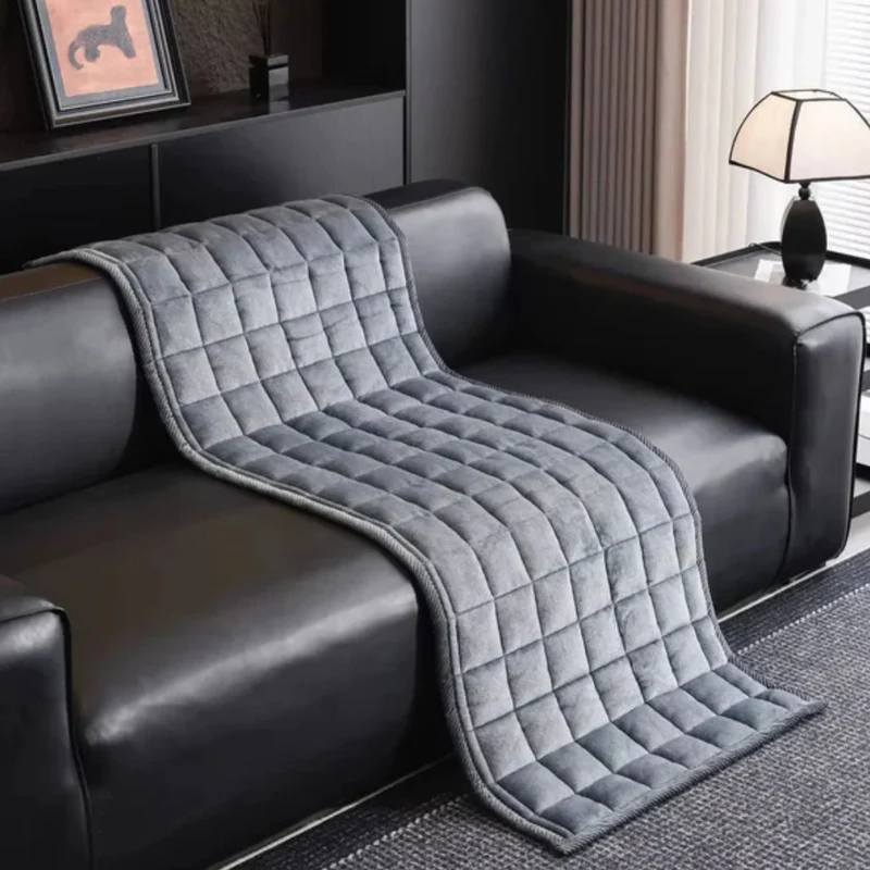 Doorgestikte Bankhoes Antislip Krasbestendig Huisdieren Beschermer 70-240cm Microfiber Donkergrijs Bruin | Sansoti