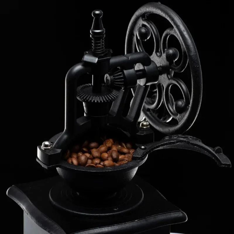 Handmolen Koffiemolen Keramisch Maalwerk Vintage Zwart Metaal Hout Camping Thuis Reizen Stil Versgemalen | Sansoti