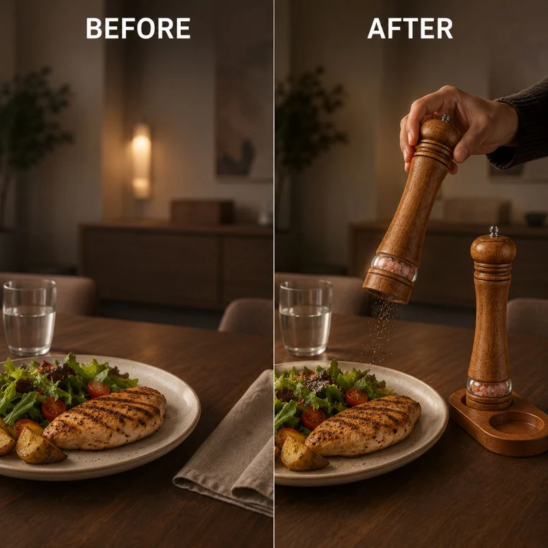 Handmolen Hout Zout Peper Verstelbaar Maalwerk Keuken Tafel Kruiden Specerijen Ambachtelijk Malen Eetkamer | Sansoti