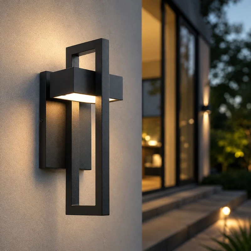 Buitenwandlamp Zwart Up Down Verlichting IP65 Waterdicht Tuin Terras Balkon Staal Glas E27 2 Maten Buiten | Sansoti