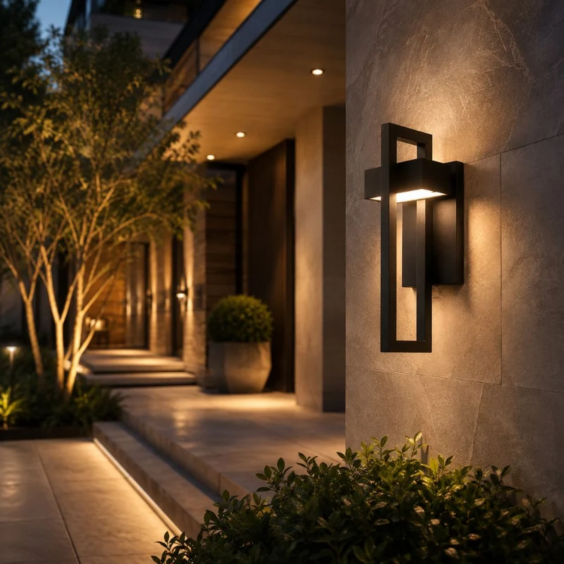 Buitenwandlamp Zwart Up Down Verlichting IP65 Waterdicht Tuin Terras Balkon Staal Glas E27 2 Maten Buiten | Sansoti