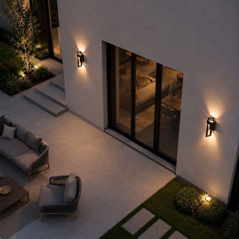 Buitenwandlamp Zwart Up Down Verlichting IP65 Waterdicht Tuin Terras Balkon Staal Glas E27 2 Maten Buiten | Sansoti